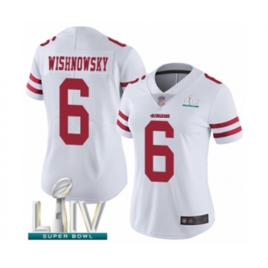 Women's San Francisco 49ers 6 Mitch Wishnowsky White Vapor Untouchable Limited Player Super Bowl LIV Bound Football Jersey