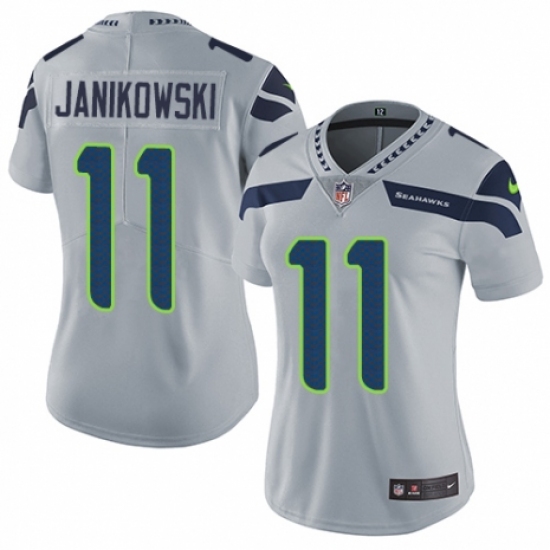 Women's Nike Seattle Seahawks 11 Sebastian Janikowski Grey Alternate Vapor Untouchable Elite Player NFL Jersey