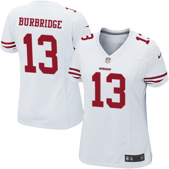 Women's Nike San Francisco 49ers 13 Aaron Burbridge Game White NFL Jersey