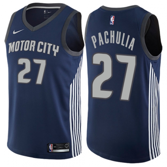 Women's Nike Detroit Pistons 27 Zaza Pachulia Swingman Navy Blue NBA Jersey - City Edition