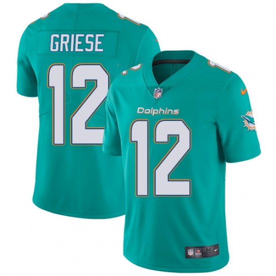 Men's Nike Miami Dolphins 12 Bob Griese Aqua Green Team Color Vapor Untouchable Limited Player NFL Jersey