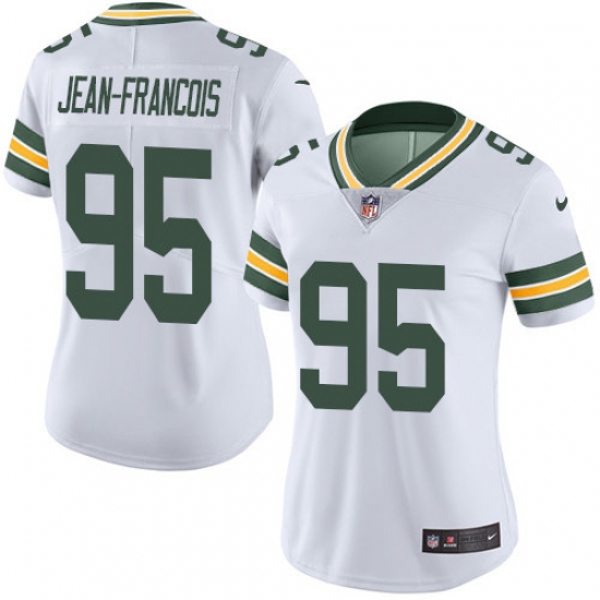 Women's Nike Green Bay Packers 95 Ricky Jean-Francois White Vapor Untouchable Limited Player NFL Jersey