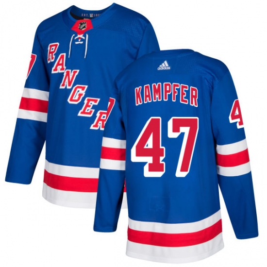 Men's Adidas New York Rangers 47 Steven Kampfer Authentic Royal Blue Home NHL Jersey