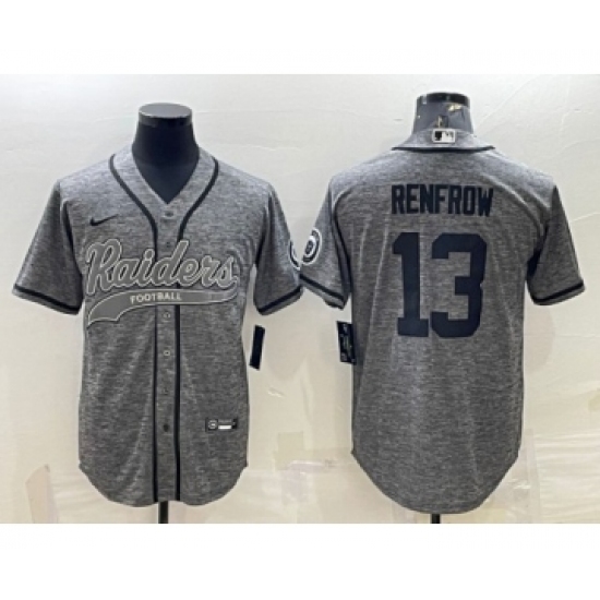 Men's Las Vegas Raiders 13 Hunter Renfrow Gray With Patch Cool Base Stitched Baseball Jersey