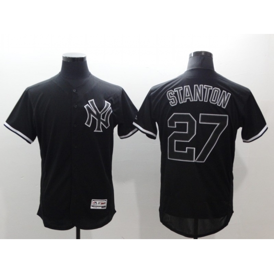 Men's New York Yankees 27 Giancarlo Stanton Authentic Black Fashion Baseball Jersey