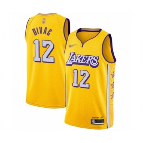 Women's Los Angeles Lakers 12 Vlade Divac Swingman Gold Basketball Jersey - 2019 20 City Edition