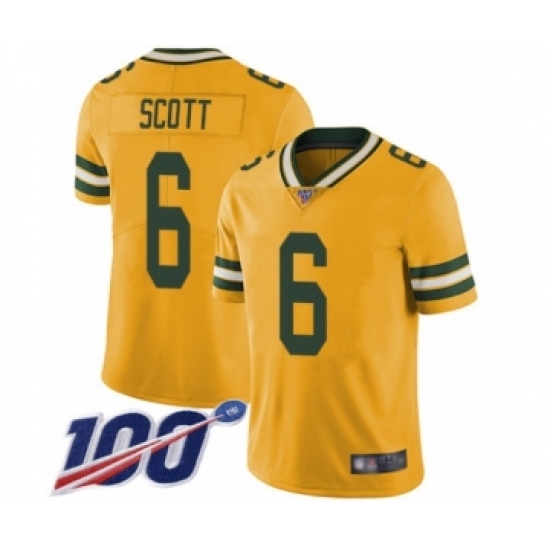 Youth Green Bay Packers 6 JK Scott Limited Gold Rush Vapor Untouchable 100th Season Football Jersey