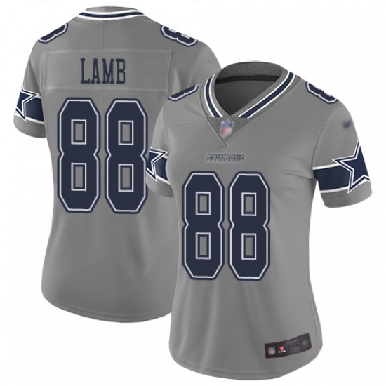 Women's Dallas Cowboys 88 CeeDee Lamb Gray Stitched Limited Inverted Legend Jersey