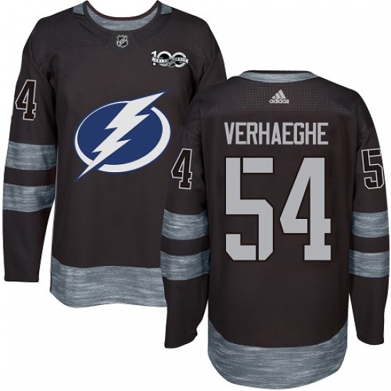 Men's Adidas Tampa Bay Lightning 54 Carter Verhaeghe Authentic Black 1917-2017 100th Anniversary NHL Jersey