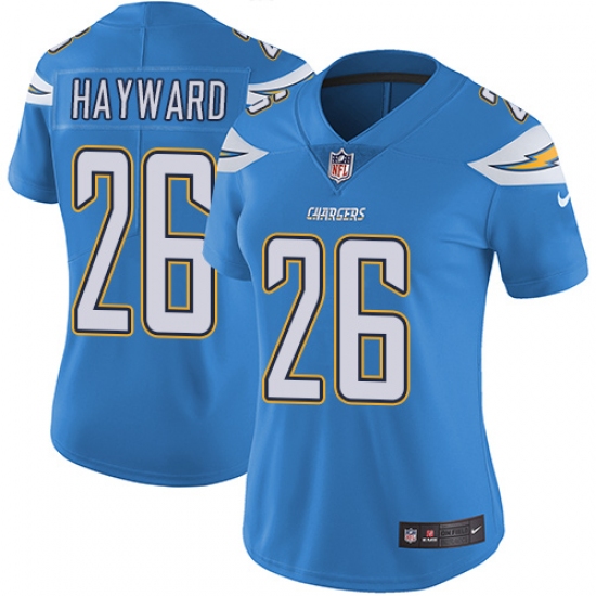 Women's Nike Los Angeles Chargers 26 Casey Hayward Electric Blue Alternate Vapor Untouchable Limited Player NFL Jersey