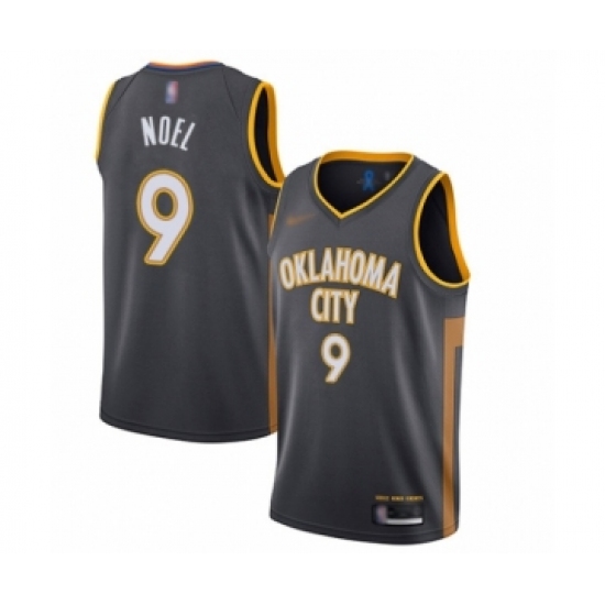 Men's Oklahoma City Thunder 9 Nerlens Noel Swingman Charcoal Basketball Jersey - 2019 20 City Edition