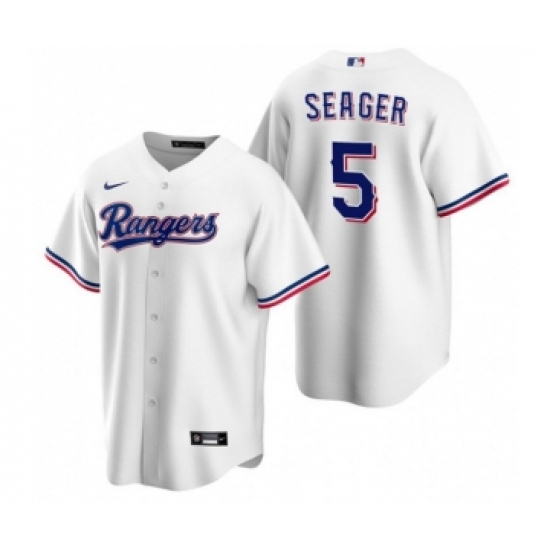Men's Texas Rangers 5 Corey Seager White Cool Base Stitched Baseball Jersey