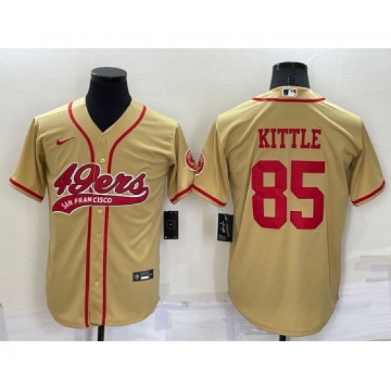 Men's San Francisco 49ers 85 George Kittle Gold Stitched Cool Base Nike Baseball Jersey