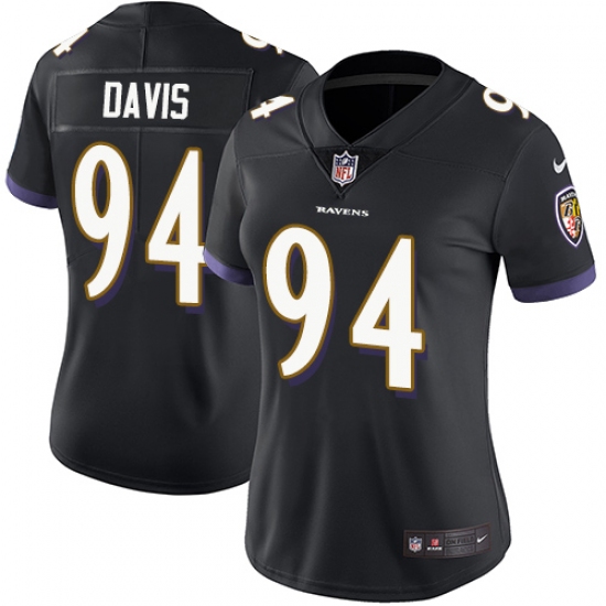 Women's Nike Baltimore Ravens 94 Carl Davis Black Alternate Vapor Untouchable Limited Player NFL Jersey