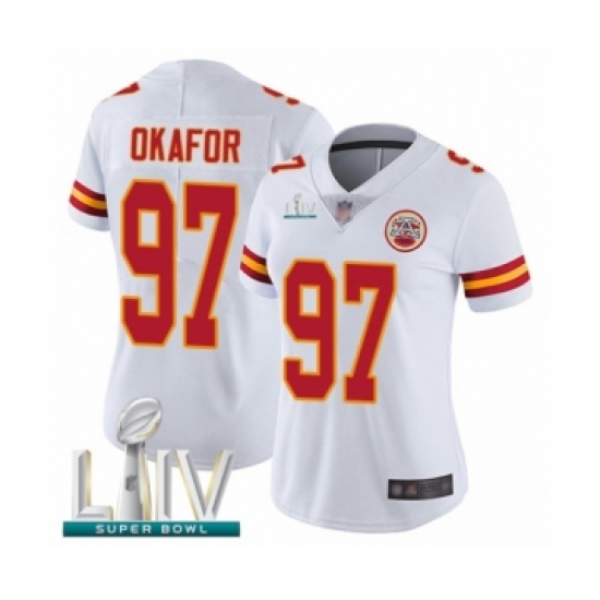 Women's Kansas City Chiefs 97 Alex Okafor White Vapor Untouchable Limited Player Super Bowl LIV Bound Football Jersey