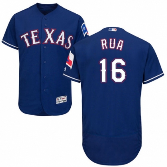 Men's Majestic Texas Rangers 16 Ryan Rua Royal Blue Alternate Flex Base Authentic Collection MLB Jersey