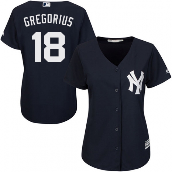 Women's Majestic New York Yankees 18 Didi Gregorius Authentic Navy Blue Alternate MLB Jersey