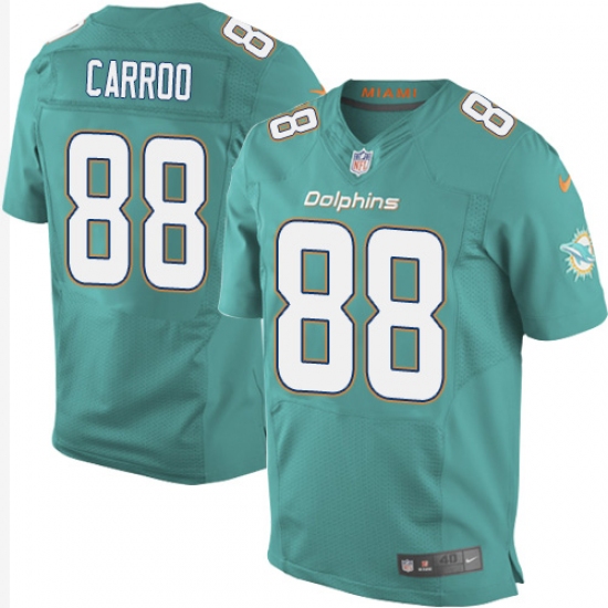 Men's Nike Miami Dolphins 88 Leonte Carroo Elite Aqua Green Team Color NFL Jersey