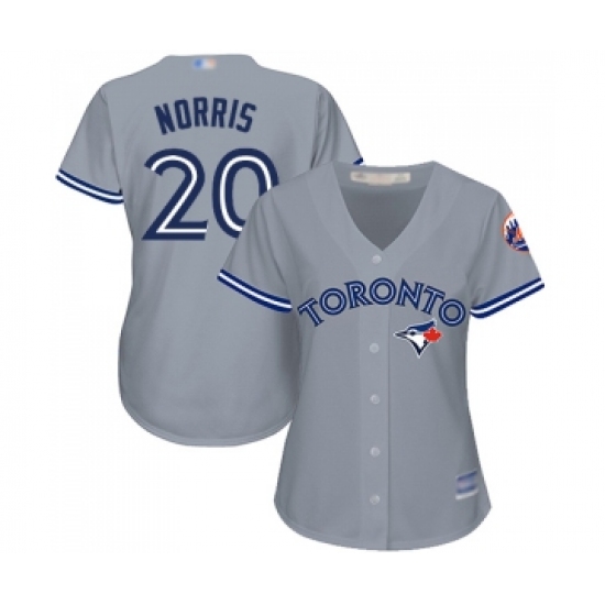 Women's Toronto Blue Jays 20 Bud Norris Replica Grey Road Baseball Jersey
