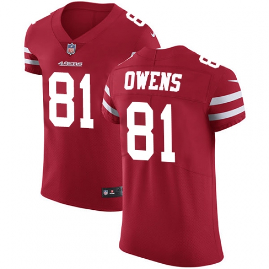 Men's Nike San Francisco 49ers 81 Terrell Owens Red Team Color Vapor Untouchable Elite Player NFL Jersey