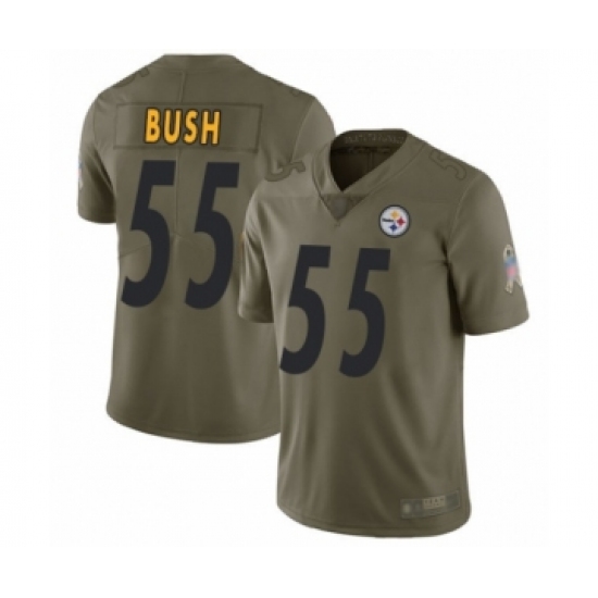 Men's Pittsburgh Steelers 55 Devin Bush Limited Olive 2017 Salute to Service Football Jersey