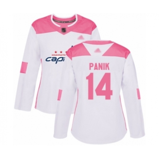 Women's Washington Capitals 14 Richard Panik Authentic White Pink Fashion Hockey Jersey