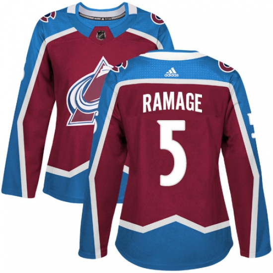 Women's Adidas Colorado Avalanche 5 Rob Ramage Authentic Burgundy Red Home NHL Jersey