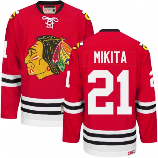 Men's CCM Chicago Blackhawks 21 Stan Mikita Authentic Red New Throwback NHL Jersey