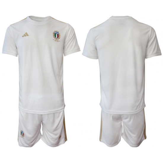 Men's Italy 2023 Adidas 125th Anniversary Kit Blank White Soccer Jersey