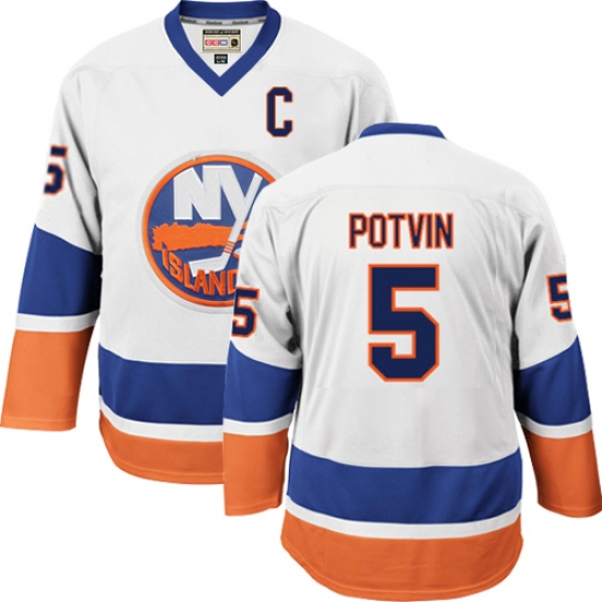Men's CCM New York Islanders 5 Denis Potvin Premier White Throwback NHL Jersey