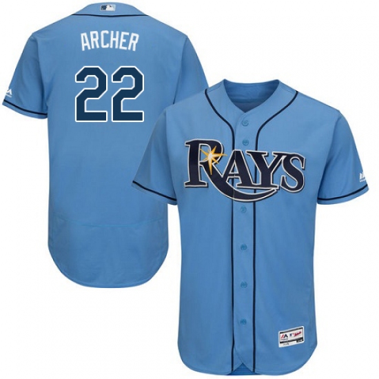 Men's Majestic Tampa Bay Rays 22 Chris Archer Alternate Columbia Flexbase Authentic Collection MLB Jersey