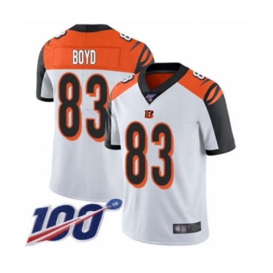 Men's Cincinnati Bengals 83 Tyler Boyd White Vapor Untouchable Limited Player 100th Season Football Jersey