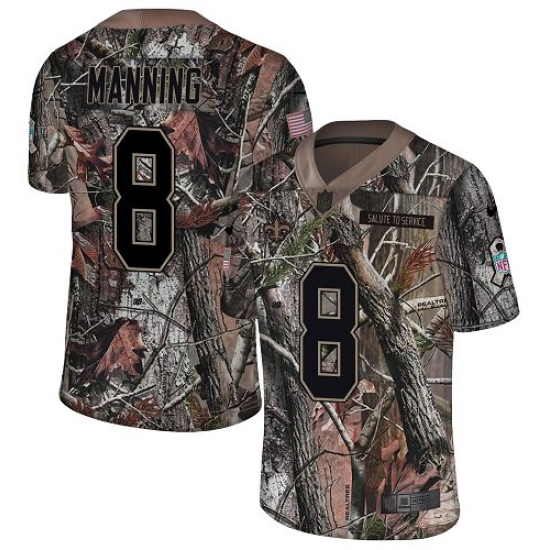 Men's Nike New Orleans Saints 8 Archie Manning Camo Rush Realtree Limited NFL Jersey