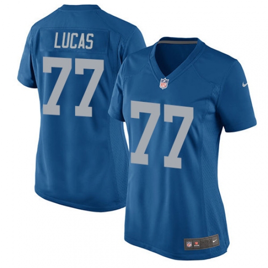 Women's Nike Detroit Lions 77 Cornelius Lucas Game Blue Alternate NFL Jersey