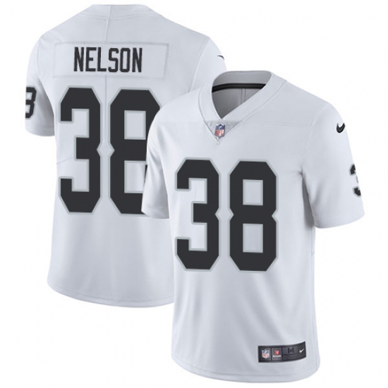Men's Nike Oakland Raiders 38 Nick Nelson White Vapor Untouchable Limited Player NFL Jersey