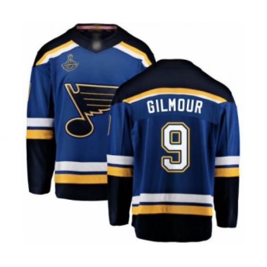 Youth St. Louis Blues 9 Doug Gilmour Fanatics Branded Royal Blue Home Breakaway 2019 Stanley Cup Champions Hockey Jersey