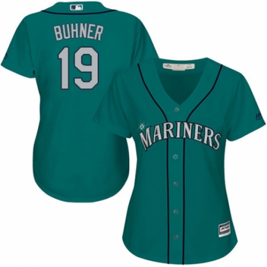 Women's Majestic Seattle Mariners 19 Jay Buhner Replica Teal Green Alternate Cool Base MLB Jersey