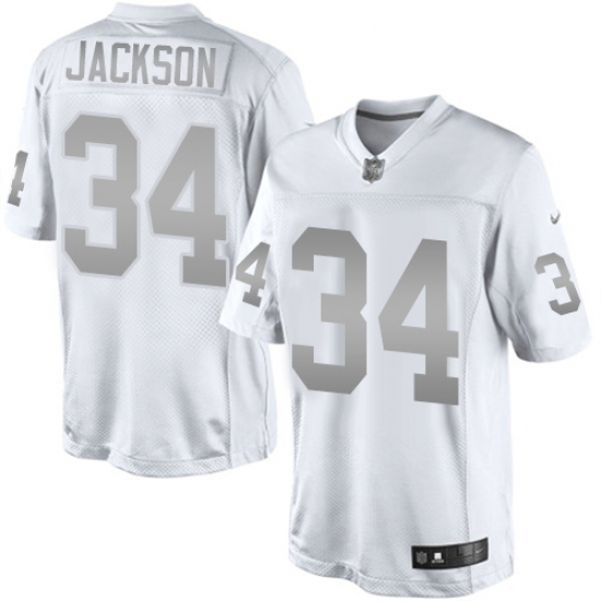 Women's Nike Oakland Raiders 34 Bo Jackson Limited White Platinum NFL Jersey