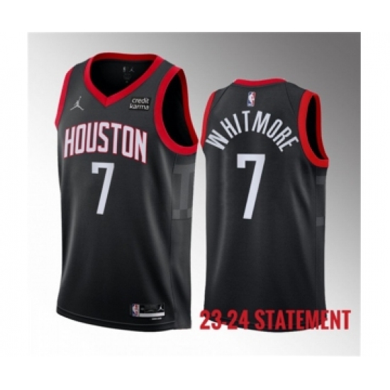 Men's Houston Rockets 7 Cam Whitmore Black 2023 Draft Statement Edition Stitched Basketball Jersey