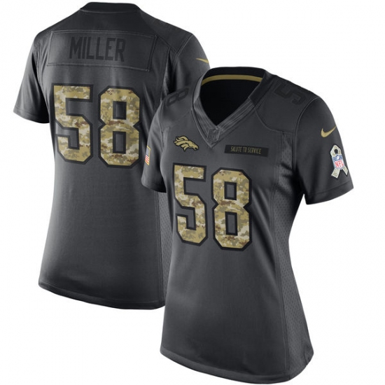 Women's Nike Denver Broncos 58 Von Miller Limited Black 2016 Salute to Service NFL Jersey