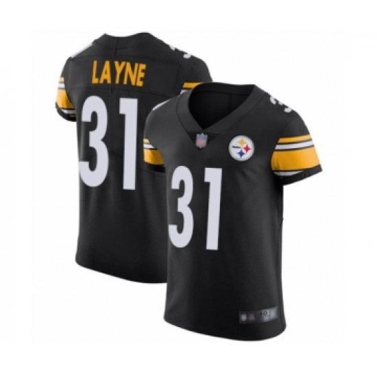 Men's Pittsburgh Steelers 31 Justin Layne Black Team Color Vapor Untouchable Elite Player Football Jersey