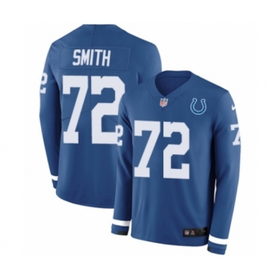 Men's Nike Indianapolis Colts 72 Braden Smith Limited Blue Therma Long Sleeve NFL Jersey
