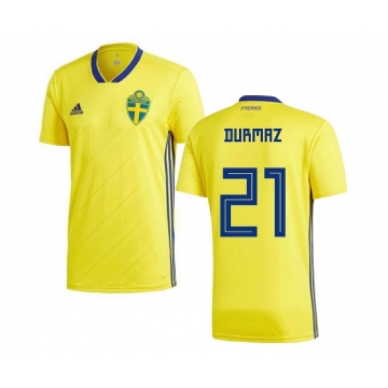 Sweden 21 Durmaz Home Kid Soccer Country Jersey