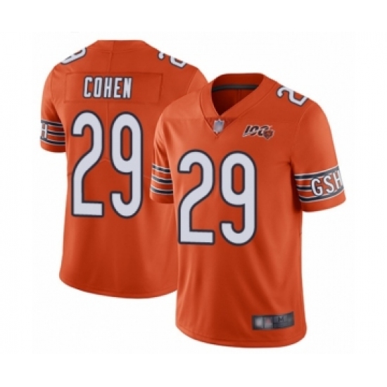 Men's Chicago Bears 29 Tarik Cohen Orange Alternate 100th Season Limited Football Jersey