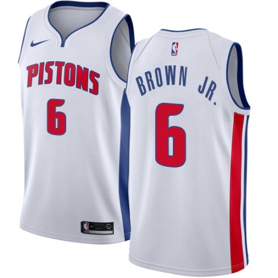 Youth Nike Detroit Pistons 6 Bruce Brown Jr. Swingman White NBA Jersey - Association Edition