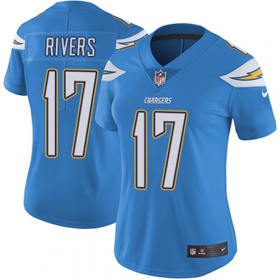 Women's Nike Los Angeles Chargers 17 Philip Rivers Electric Blue Alternate Vapor Untouchable Limited Player NFL Jersey