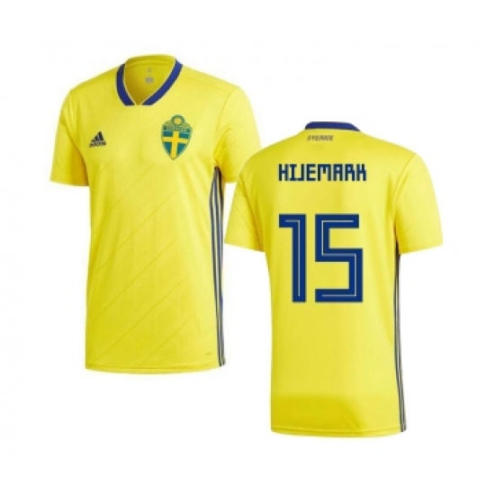 Sweden 15 Hijemark Home Kid Soccer Country Jersey