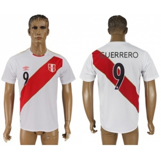 Peru 9 Guerrero Home Soccer Country Jersey