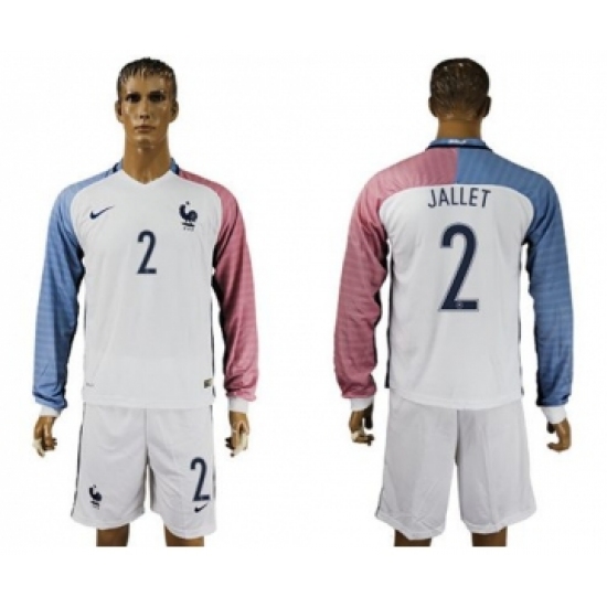 France 2 Jallet Away Long Sleeves Soccer Country Jersey