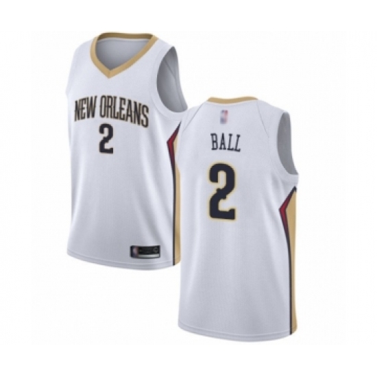 Youth New Orleans Pelicans 2 Lonzo Ball Swingman White Basketball Jersey - Association Edition